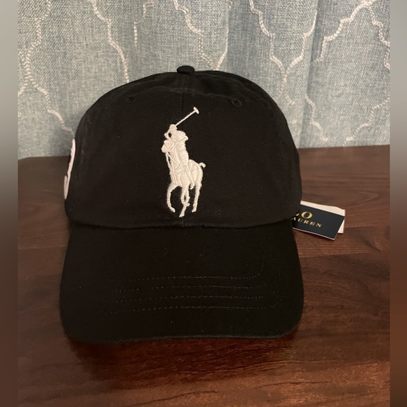 NWT Polo Ralph Lauren Big Pony Chino Ball Cap/Hat. Black/White. OS - Picture 3 of 12